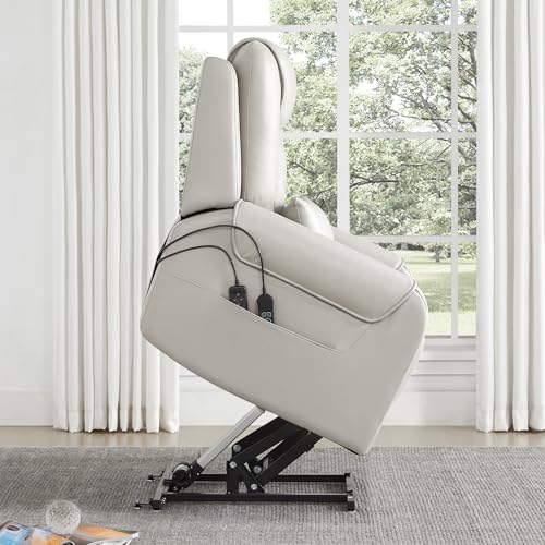 Electric Power Lift Recliner Chair for Elderly with Massage and Heat, Light Grey