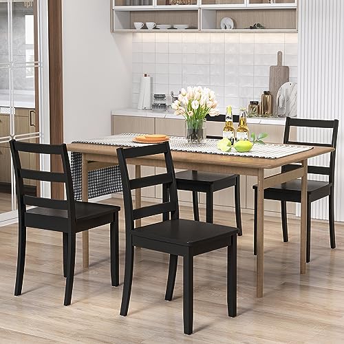 Wood Dining Chairs Set of 2 - Black, Farmhouse Style, Max Load 400 Lbs