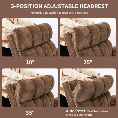 Big and Tall Dual Motor Power Recliner with Heat & Massage, Brown