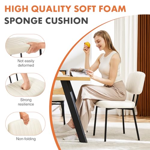 4-Piece Modern Upholstered Dining Chair Set with Cream Faux Leather Seat