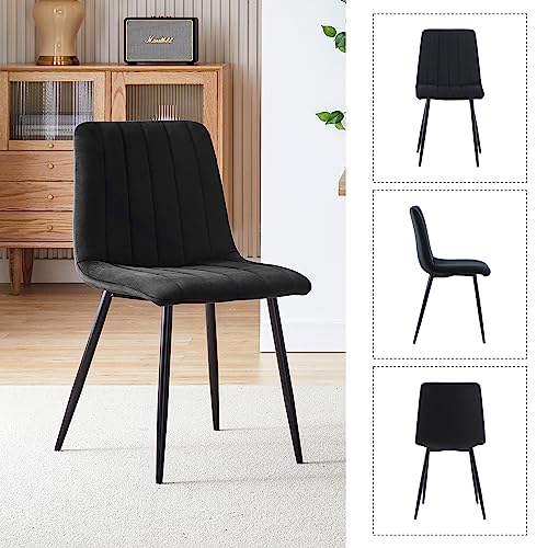 CLIPOP Black Velvet Dining Chair Set of 2, Metal Legs, Living Room & Kitchen