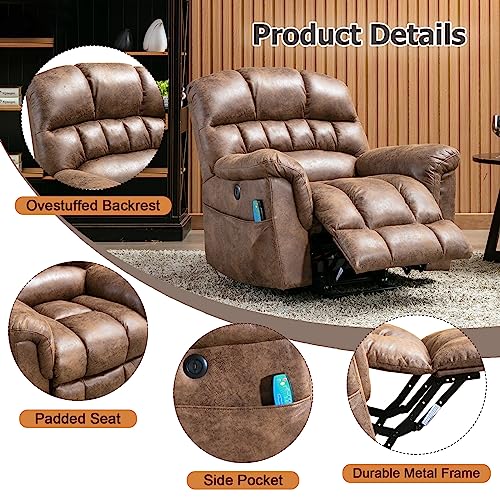 Power Lift Recliner with Massage and Heat for Elderly: Phoenix Home's Comfortable and Convenient Recliner in Brown.