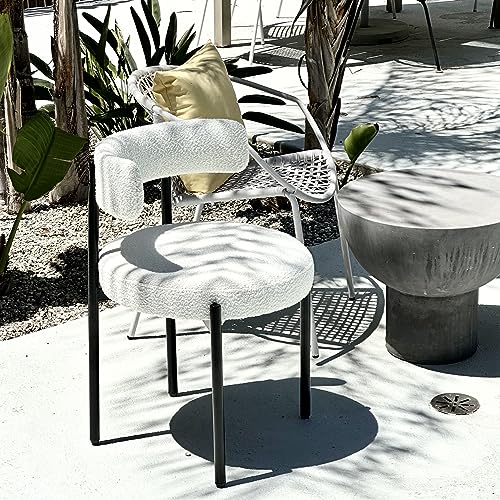 Modern White Upholstered Dining Chairs Set of 2