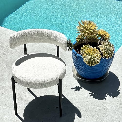 Modern White Upholstered Dining Chairs Set of 2