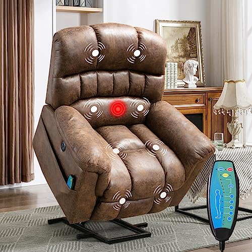 Power Lift Recliner with Massage and Heat for Elderly: Phoenix Home's Comfortable and Convenient Recliner in Brown.