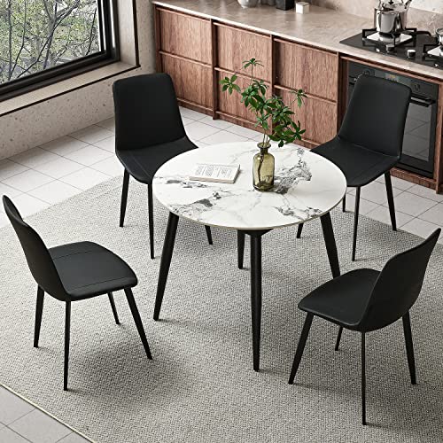 Mid Century Modern Faux Leather Dining Chair Set of 4, Kitchen & Living Room